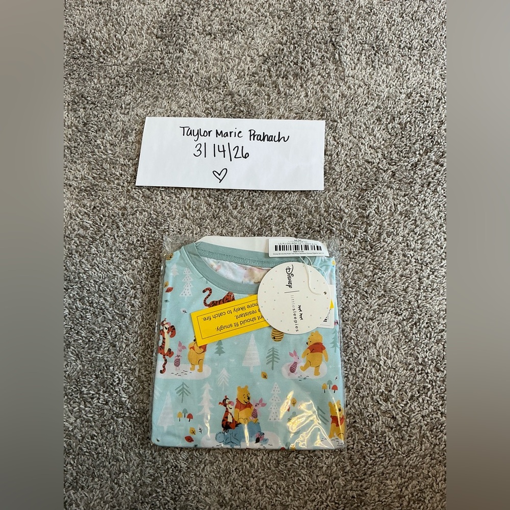 Little Sleepies OG blue Winnie the Pooh long sleeve pajama set size 3T NIB